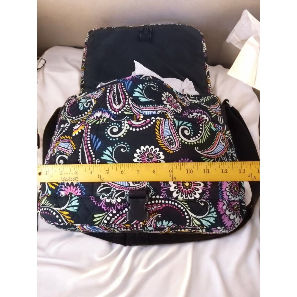 Vera Bradley Black Paisley Foldover Laptop Book Bag. - Picture 10 of 16
